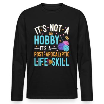 Stricken ist eine Lebenseinstellung - Männer Premium Bio Langarmshirt - Schwarz - Vorne - Nico (187cm)