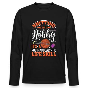 Stricken ist eine Lebenseinstellung - Männer Premium Bio Langarmshirt - Schwarz - Vorne - Nico (187cm)