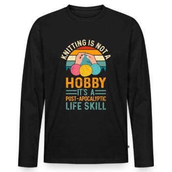 Stricken ist eine Lebenseinstellung - Männer Premium Bio Langarmshirt - Schwarz - Vorne - Nico (187cm)