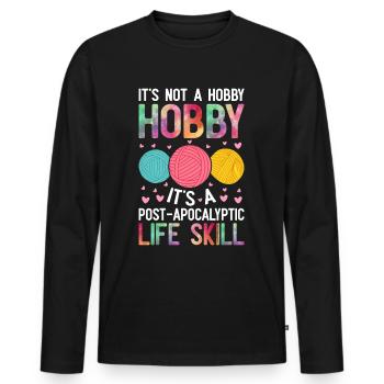 Stricken ist eine Lebenseinstellung - Männer Premium Bio Langarmshirt - Schwarz - Vorne - Nico (187cm)