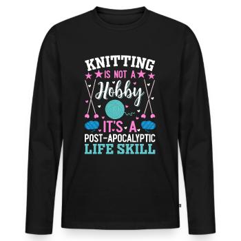 Stricken ist eine Lebenseinstellung - Männer Premium Bio Langarmshirt - Schwarz - Vorne - Nico (187cm)