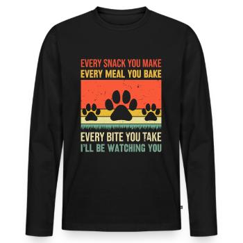 Hunde - Every snack you make i´ll be watching you! - Männer Premium Bio Langarmshirt - Schwarz - Vorne - Nico (187cm)