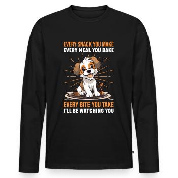 Hunde - Every snack you make i´ll be watching you! - Männer Premium Bio Langarmshirt - Schwarz - Vorne - Nico (187cm)