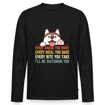 Dogs - Every snack you make i ́ll be watching you! - Men's Premium Organic Long Sleeve Shirt - black - Front - Nico (187cm)