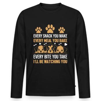 Hunde - Every snack you make i´ll be watching you! - Männer Premium Bio Langarmshirt - Schwarz - Vorne - Nico (187cm)