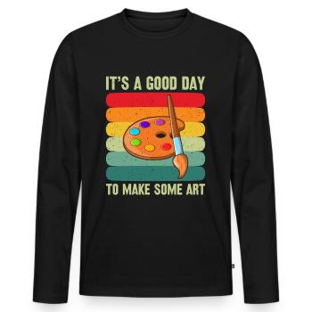 Artists - A good day to make art - Men's Premium Organic Long Sleeve Shirt - black - Front - Nico (187cm)
