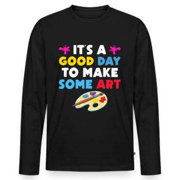 Artists - A good day to make art - Men's Premium Organic Long Sleeve Shirt - black - Front - Nico (187cm)