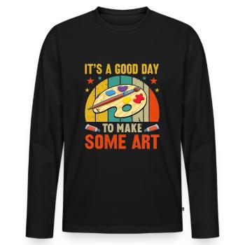 Artists - A good day to make art - Men's Premium Organic Long Sleeve Shirt - black - Front - Nico (187cm)