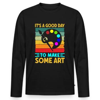 Artists - A good day to make art - Men's Premium Organic Long Sleeve Shirt - black - Front - Nico (187cm)