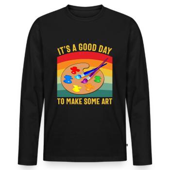 Artists - A good day to make art - Men's Premium Organic Long Sleeve Shirt - black - Front - Nico (187cm)