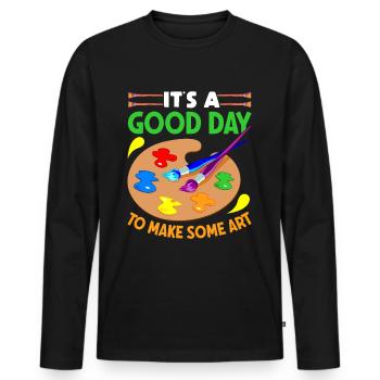 Artists - A good day to make art - Men's Premium Organic Long Sleeve Shirt - black - Front - Nico (187cm)
