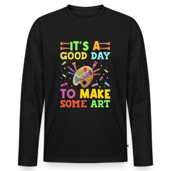 Artists - A good day to make art - Men's Premium Organic Long Sleeve Shirt - black - Front - Nico (187cm)