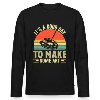 Artists - A good day to make art - Men's Premium Organic Long Sleeve Shirt - black - Front - Nico (187cm)