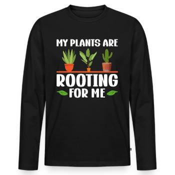 MES PLANTES M’ENCOURAGENT - T-shirt manches longues Premium bio Homme - noir - Devant - Nico (187cm)