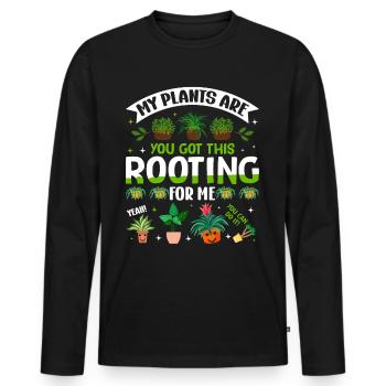 MY PLANTS ARE ROOTING FOR ME - Men's Premium Organic Long Sleeve Shirt - black - Front - Nico (187cm)