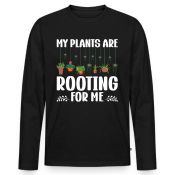 MY PLANTS ARE ROOTING FOR ME - Men's Premium Organic Long Sleeve Shirt - black - Front - Nico (187cm)