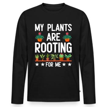 MES PLANTES M’ENCOURAGENT - T-shirt manches longues Premium bio Homme - noir - Devant - Nico (187cm)
