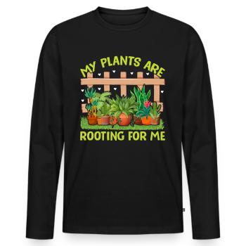 MY PLANTS ARE ROOTING FOR ME - Men's Premium Organic Long Sleeve Shirt - black - Front - Nico (187cm)