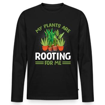 MES PLANTES M’ENCOURAGENT - T-shirt manches longues Premium bio Homme - noir - Devant - Nico (187cm)