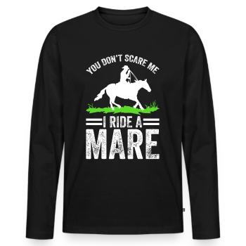 Vous ne me faites pas peur, je monte une jument ! - T-shirt manches longues Premium bio Homme - noir - Devant - Nico (187cm)