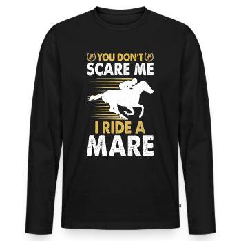 Du machst mir keine Angst, ich reite eine Stute! - Männer Premium Bio Langarmshirt - Schwarz - Vorne - Nico (187cm)