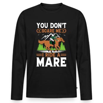 Du machst mir keine Angst, ich reite eine Stute! - Männer Premium Bio Langarmshirt - Schwarz - Vorne - Nico (187cm)