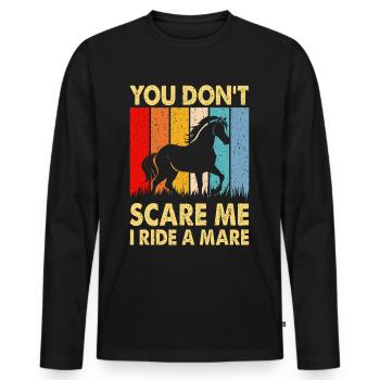 Vous ne me faites pas peur, je monte une jument ! - T-shirt manches longues Premium bio Homme - noir - Devant - Nico (187cm)