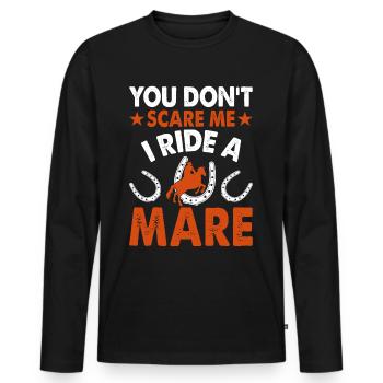 Du machst mir keine Angst, ich reite eine Stute! - Männer Premium Bio Langarmshirt - Schwarz - Vorne - Nico (187cm)