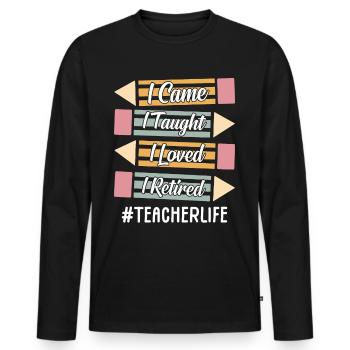 Enseignant à la retraite ! Vacances d’été pour toujours - T-shirt manches longues Premium bio Homme - noir - Devant - Nico (187cm)