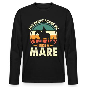 Tu ne me fais pas peur, je monte une jument - T-shirt manches longues Premium bio Homme - noir - Devant - Nico (187cm)