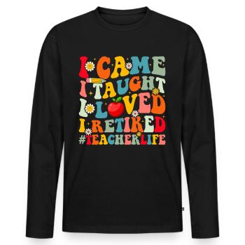 Enseignant à la retraite ! Vacances d’été pour toujours - T-shirt manches longues Premium bio Homme - noir - Devant - Nico (187cm)
