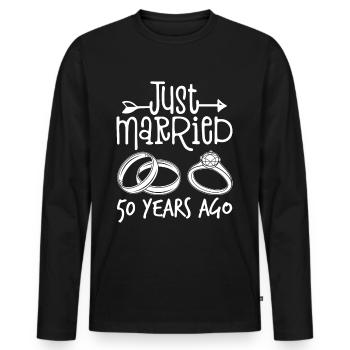 50 ans de mariage ! Noces d’or - T-shirt manches longues Premium bio Homme - noir - Devant - Nico (187cm)