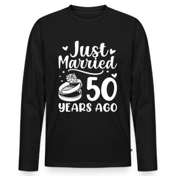 Noces d’or ! Marié depuis 50 ans - T-shirt manches longues Premium bio Homme - noir - Devant - Nico (187cm)