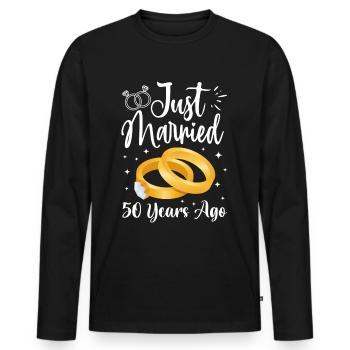 Noces d’or ! Marié depuis 50 ans - T-shirt manches longues Premium bio Homme - noir - Devant - Nico (187cm)