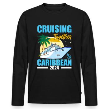 Caribbean Cruise Command 2024 - Men's Premium Organic Long Sleeve Shirt - black - Front - Nico (187cm)