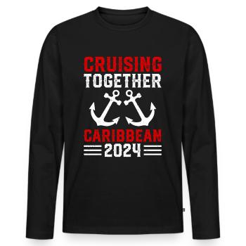 Cruise Command Caribbean Vacation 2024 - Men's Premium Organic Long Sleeve Shirt - black - Front - Nico (187cm)