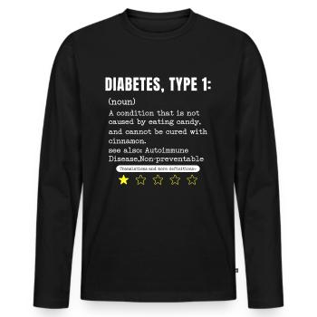 Diabetes Typ 1 -Ein Stern Bewertung - Männer Premium Bio Langarmshirt - Schwarz - Vorne - Nico (187cm)