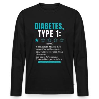 Diabetes Typ 1 - Ein Sterne Bewertung - Männer Premium Bio Langarmshirt - Schwarz - Vorne - Nico (187cm)