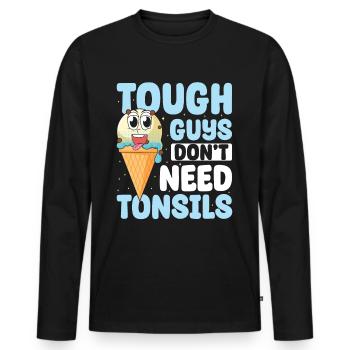 Les gars n’ont pas besoin d’amandes ! Chirurgie des amygdales - T-shirt manches longues Premium bio Homme - noir - Devant - Nico (187cm)