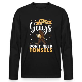 Les gars n’ont pas besoin d’amandes ! Chirurgie des amygdales - T-shirt manches longues Premium bio Homme - noir - Devant - Nico (187cm)