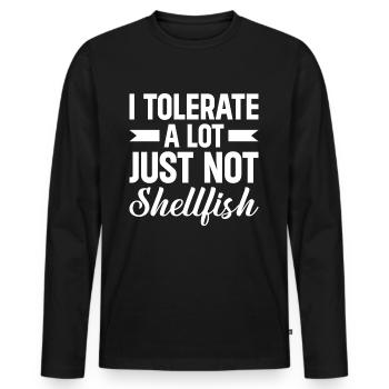 Ich toleriere vieles, nur keine Schalentiere - Männer Premium Bio Langarmshirt - Schwarz - Vorne - Nico (187cm)