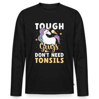 Les gars n’ont pas besoin d’amandes ! Chirurgie des amygdales - T-shirt manches longues Premium bio Homme - noir - Devant - Nico (187cm)