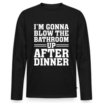 Je vais faire exploser la salle de bain après le dîner - T-shirt manches longues Premium bio Homme - noir - Devant - Nico (187cm)