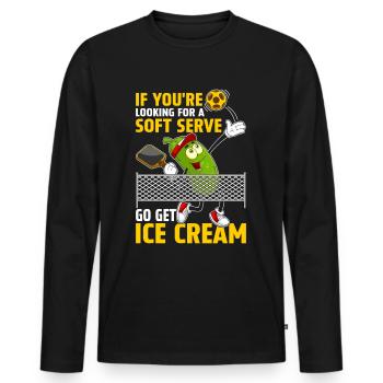 Pickleball Spieler Soft Serve Eiscreme - Männer Premium Bio Langarmshirt - Schwarz - Vorne - Nico (187cm)