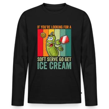 Pickleball Spieler Soft Serve Eiscreme - Männer Premium Bio Langarmshirt - Schwarz - Vorne - Nico (187cm)