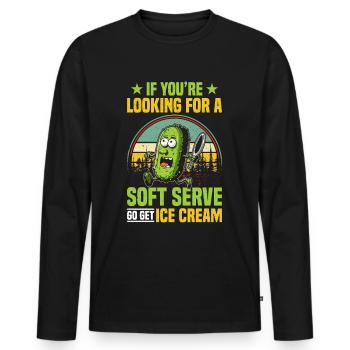 Pickleball Spieler Soft Serve Eiscreme - Männer Premium Bio Langarmshirt - Schwarz - Vorne - Nico (187cm)