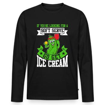 Pickleball Spieler Soft Serve Eiscreme - Männer Premium Bio Langarmshirt - Schwarz - Vorne - Nico (187cm)