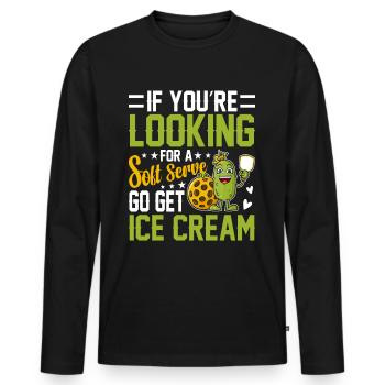 Pickleball Spieler Soft Serve Eiscreme - Männer Premium Bio Langarmshirt - Schwarz - Vorne - Nico (187cm)