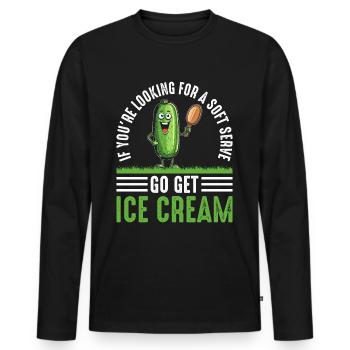 Pickleball Spieler Soft Serve Eiscreme - Männer Premium Bio Langarmshirt - Schwarz - Vorne - Nico (187cm)