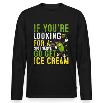 Pickleball Spieler Soft Serve Eiscreme - Männer Premium Bio Langarmshirt - Schwarz - Vorne - Nico (187cm)
